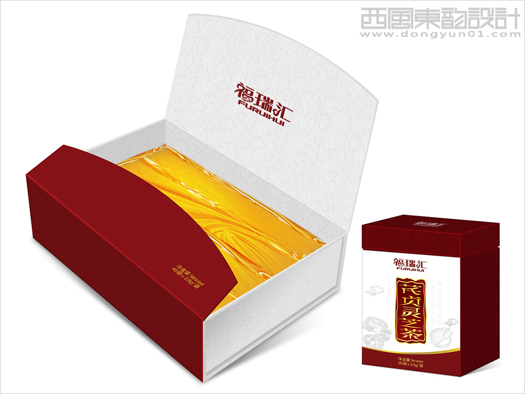 內(nèi)蒙古福瑞藥業(yè)系列保健茶包裝設計之芪貞靈芝茶禮盒包裝設計