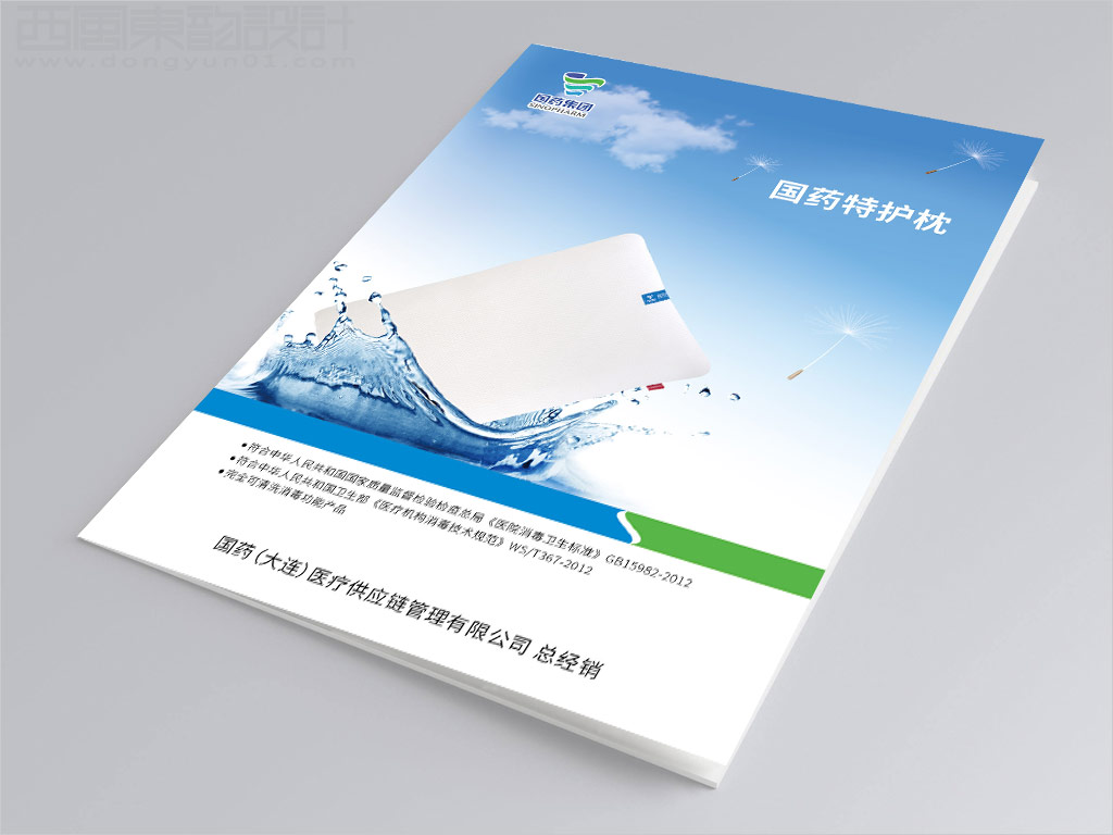 中國醫(yī)藥集團國藥特護枕兩折頁封面設(shè)計