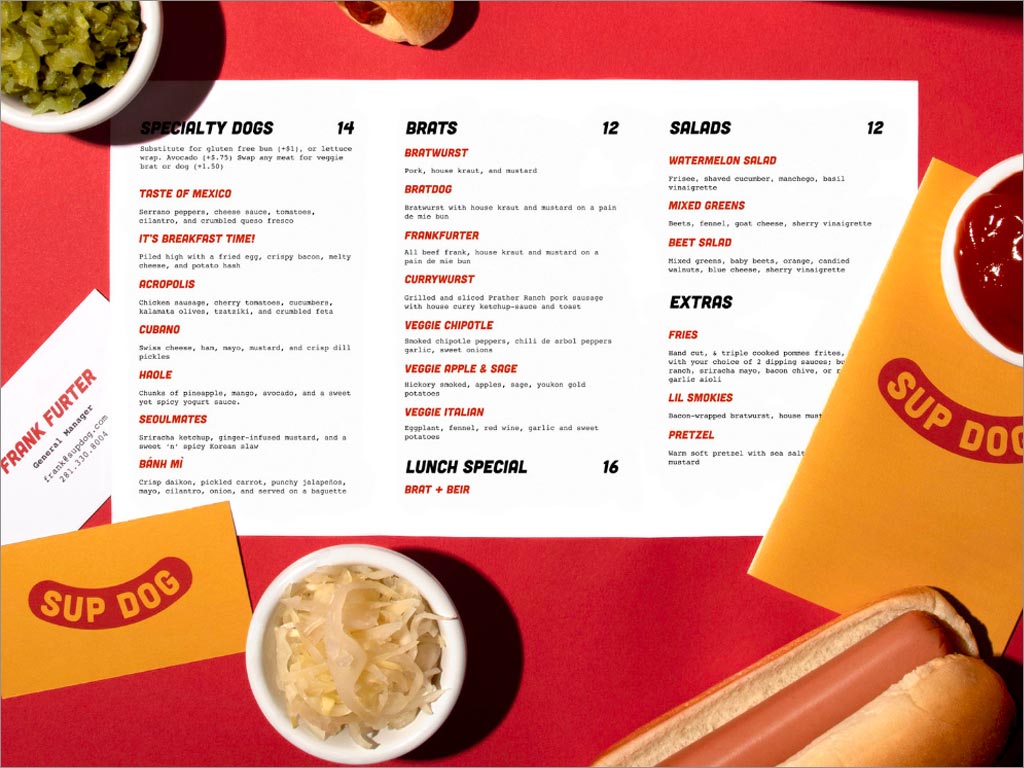 美國Sup Dog熱狗快餐店品牌形象設(shè)計(jì)之菜單設(shè)計(jì)