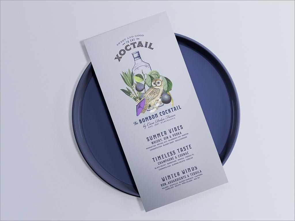 帶有雞尾酒基調(diào)的西班牙Xoctail巧克力名片設計