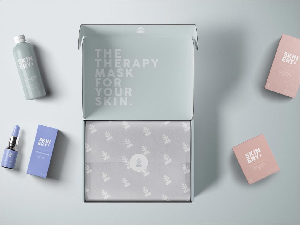 簡約的Skinery有機護(hù)膚產(chǎn)品包裝設(shè)計之開盒展示效果