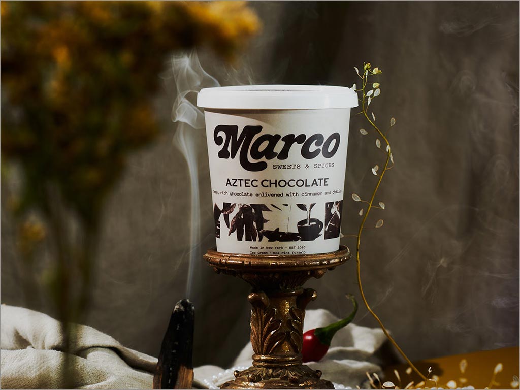 美國Marco Sweets＆Spices阿茲特克巧克力口味冰淇淋包裝設(shè)計(jì)