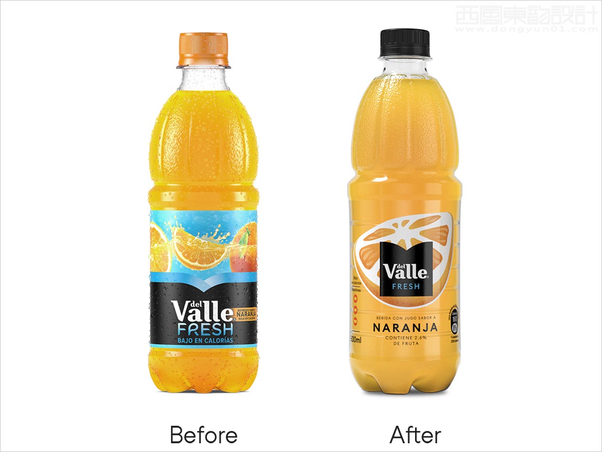 可口可樂公司Del Valle新舊果汁飲料包裝設(shè)計(jì)對(duì)比